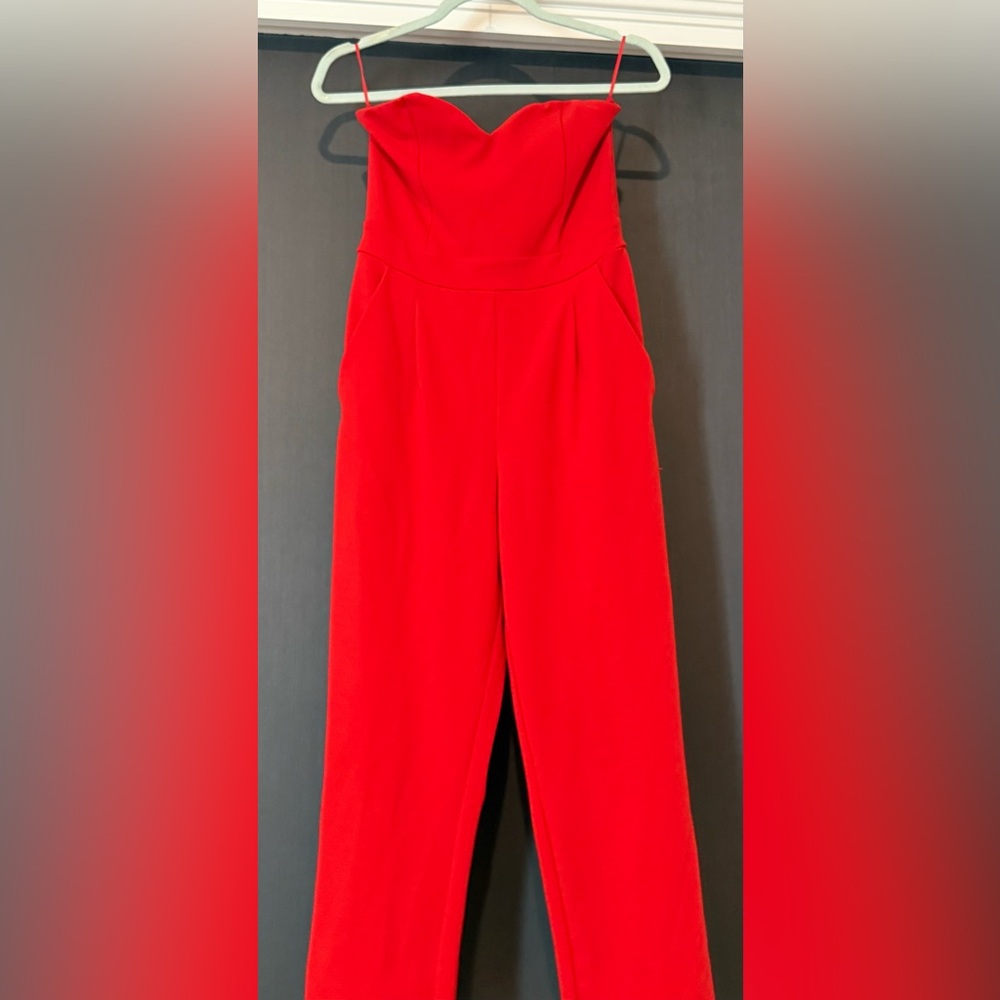Express Vibrant Red Wide Leg Jumpsuit